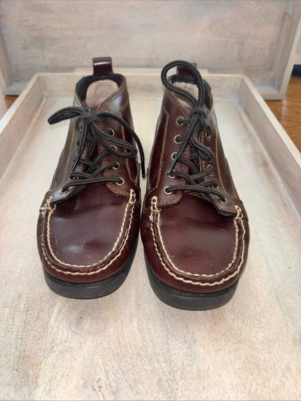 Wmn‎ eastland Seneca Lace-Up Leather Moc Toe Boots limited edition Brown Sz 7.5